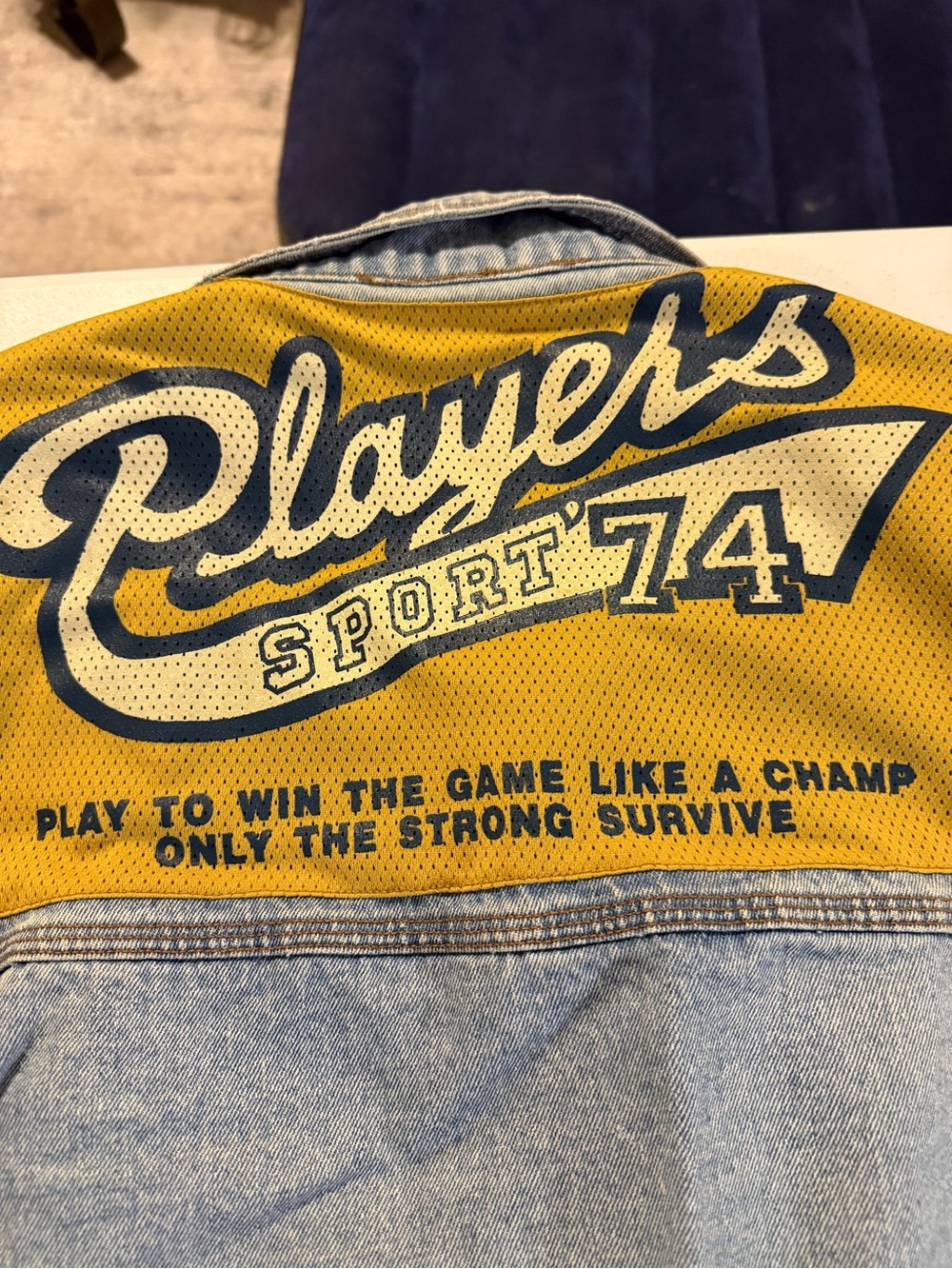 VINTAGE RARE BUGLE BOY Players Sport ‘74 DENIM JACKET IN SIZE XL Y2K